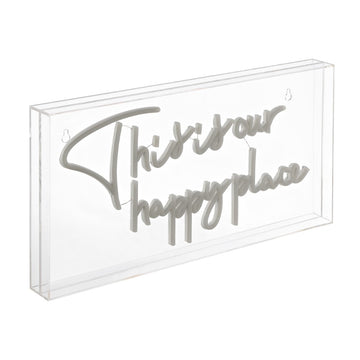 This Is Your Happy Place Contemporary Glam Acrylic Box USB Operated LED Neon Light - JONATHAN Y